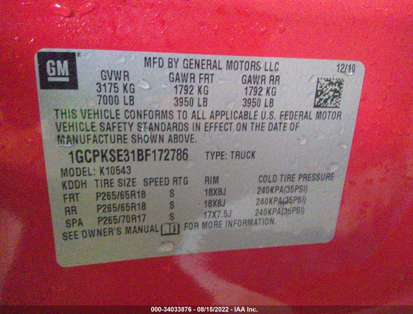 1GCPKSE31BF172786
