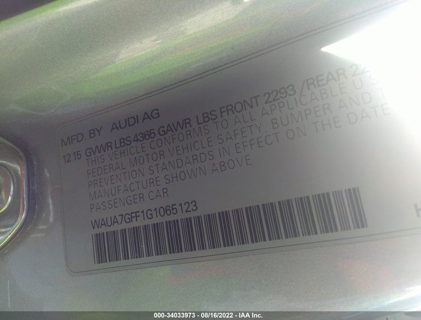 WAUA7GFF1G1065123