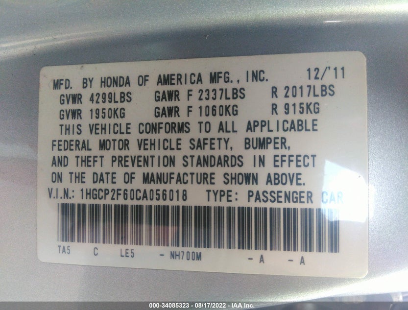 1HGCP2F60CA056018