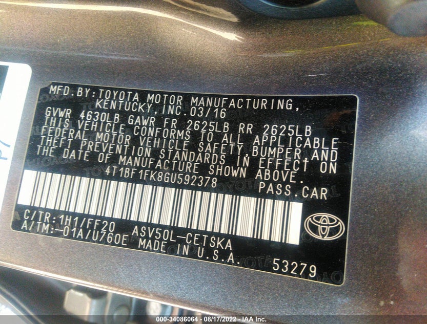 4T1BF1FK8GU592378