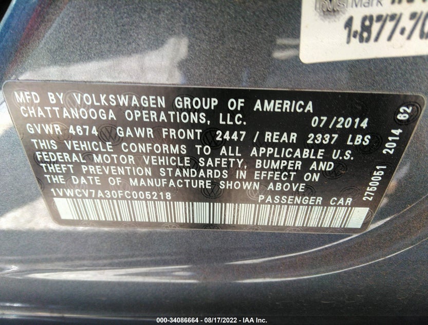 1VWCV7A30FC005218