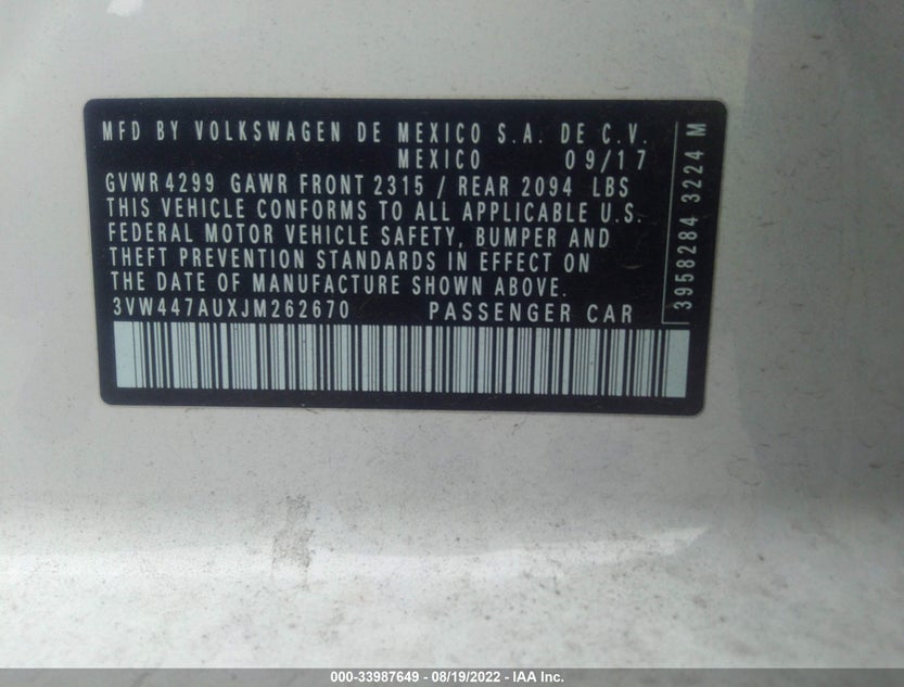3VW447AUXJM262670