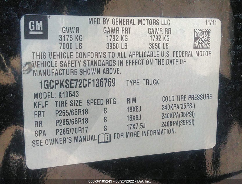 1GCPKSE72CF136769