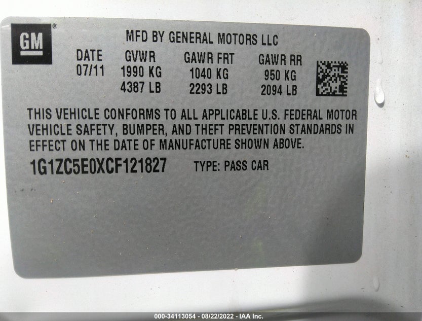 1G1ZC5E0XCF121827
