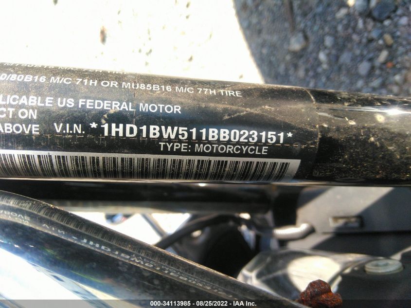 2011 Harley-Davidson Flstc VIN: 1HD1BW511BB023151 Lot: 34113985