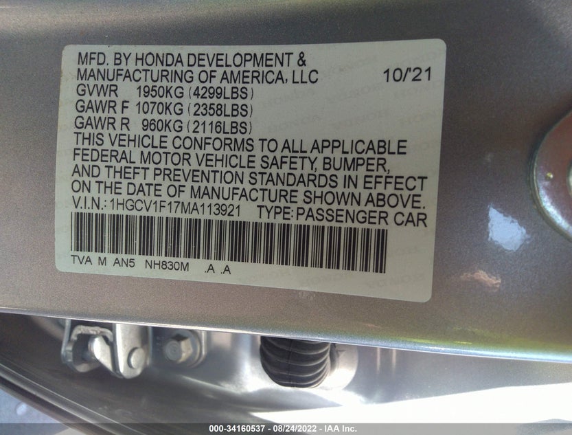 1HGCV1F17MA113921