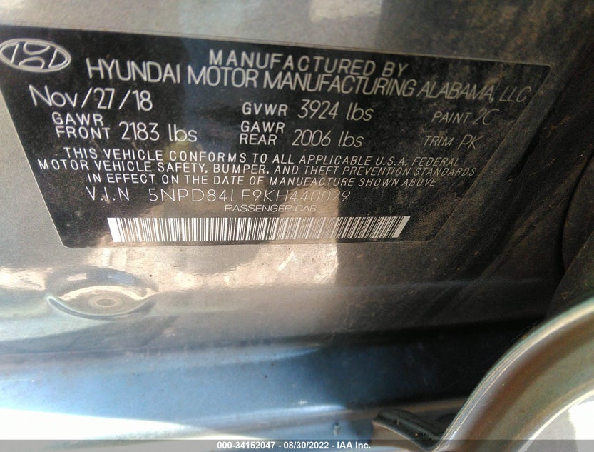 5NPD84LF9KH440029
