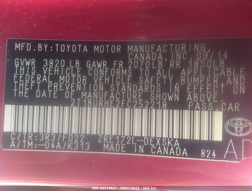 2T1BURHE2FC252218