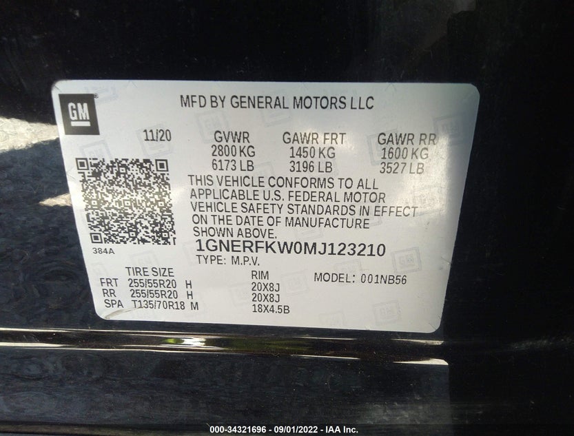 1GNERFKW0MJ123210