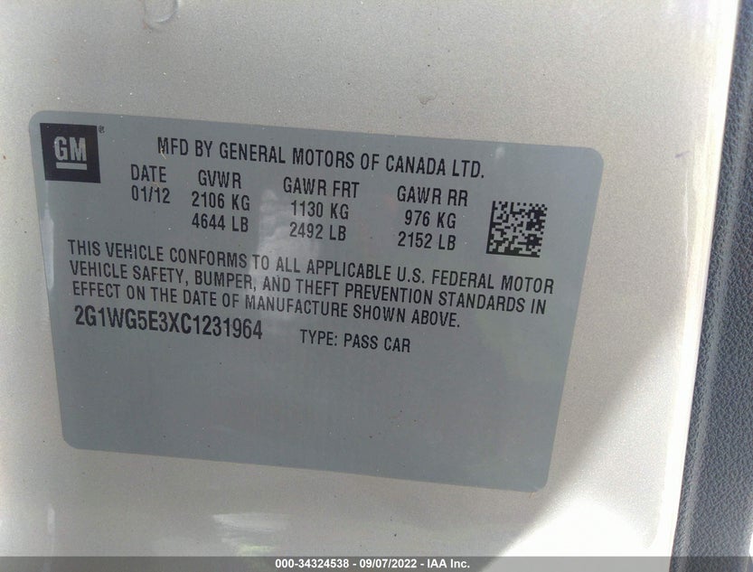 2G1WG5E3XC1231964