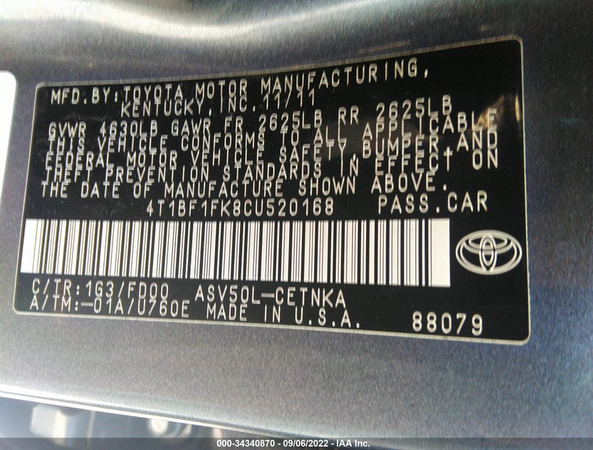 4T1BF1FK8CU520168