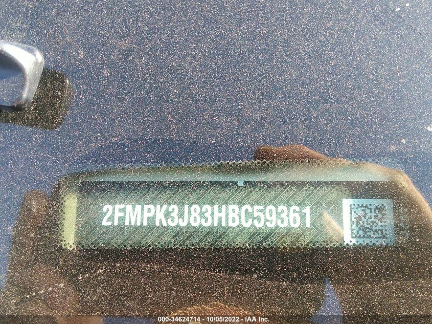 2017 Ford Edge Sel VIN: 2FMPK3J83HBC59361 Lot: 34624714