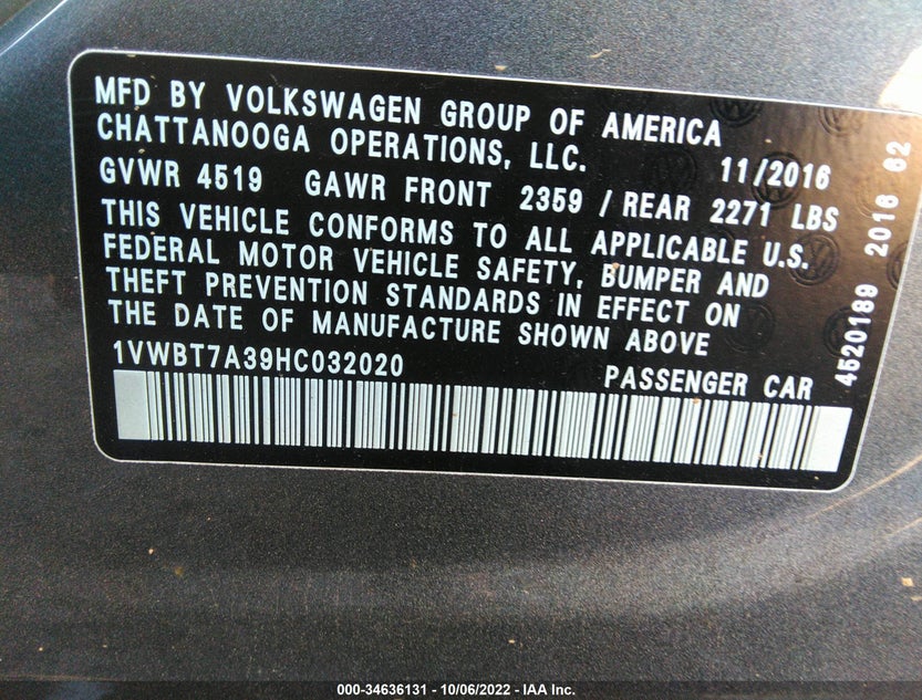 1VWBT7A39HC032020
