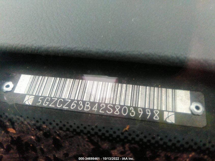 2002 Saturn Vue V6 VIN: 5GZCZ63B42S803998 Lot: 34698461