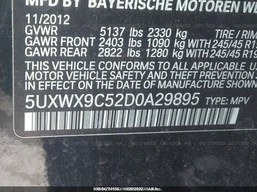 5UXWX9C52D0A29895 2013 BMW X3 xDrive28I