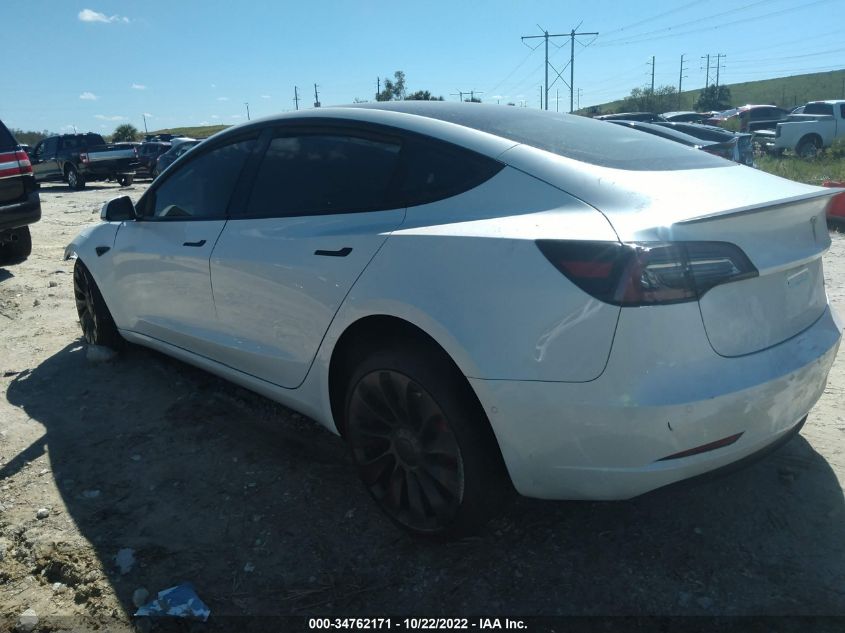 2022 Tesla Model 3 Performance Dual Motor All-Wheel Drive VIN: 5YJ3E1EC5NF323167 Lot: 34762171