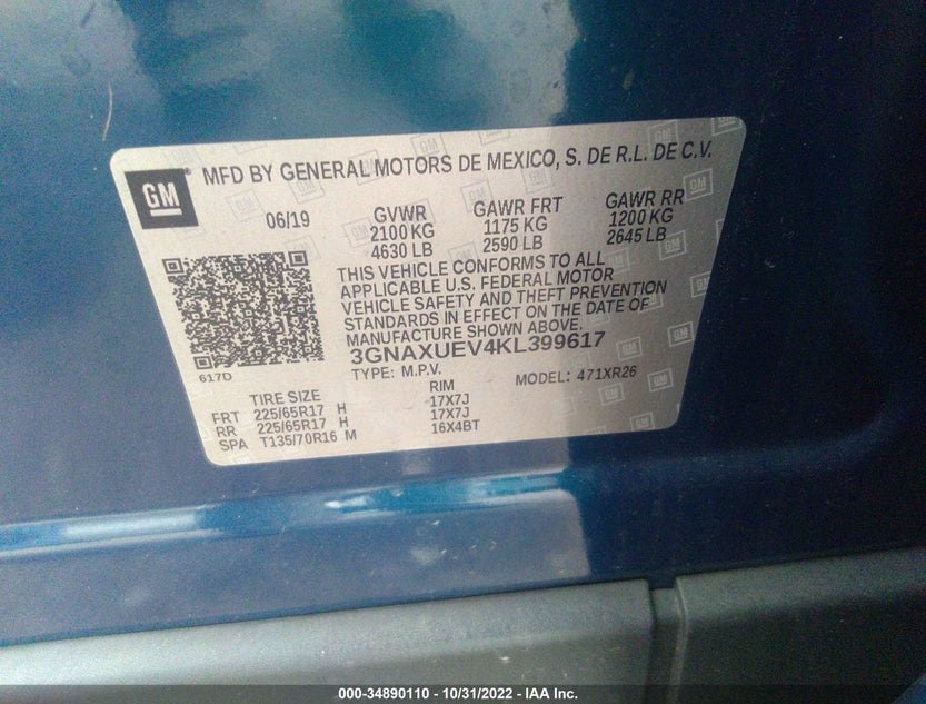 3GNAXUEV4KL399617