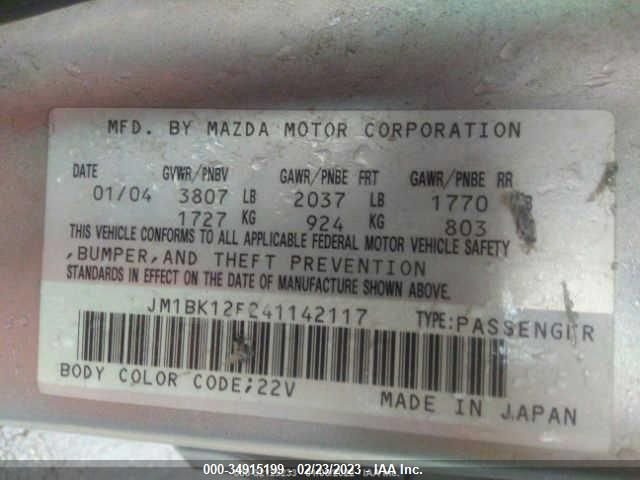 JM1BK12F241142117 2004 Mazda Mazda3 I