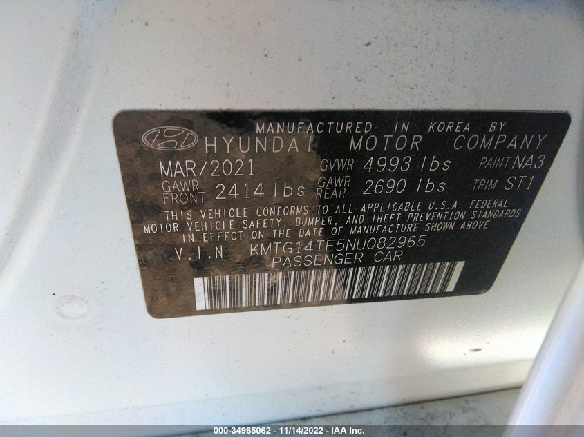 2022 GENESIS G70 3.3T AWD LAUNCH EDITION KMTG14TE5NU082965