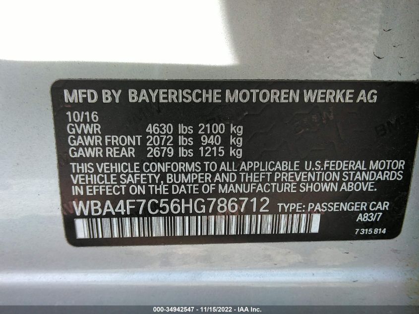 WBA4F7C56HG786712 2017 BMW 430I Gran Coupe