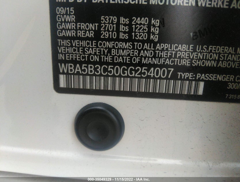 WBA5B3C50GG254007