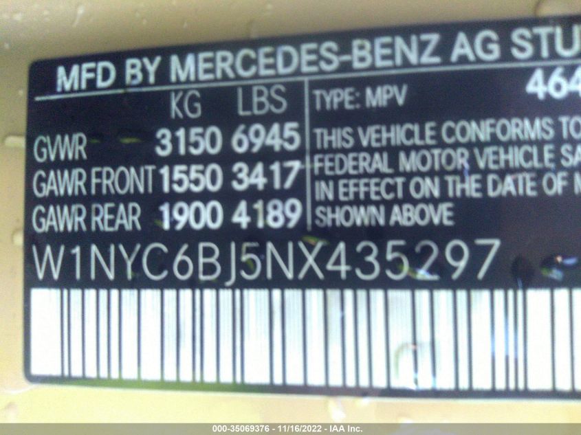 VIN W1NYC6BJ5NX435297 2022 Mercedes-Benz G-Class, G... no.9