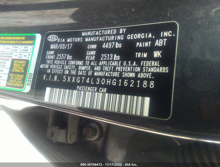5XXGT4L30HG162188