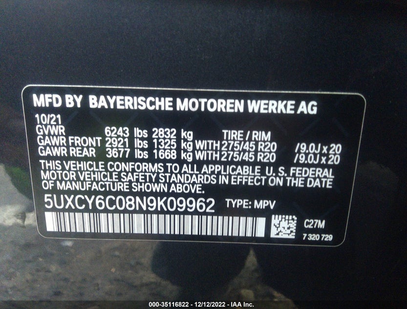 5UXCY6C08N9K09962