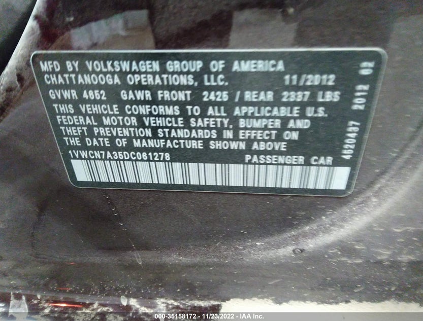 1VWCN7A35DC061278