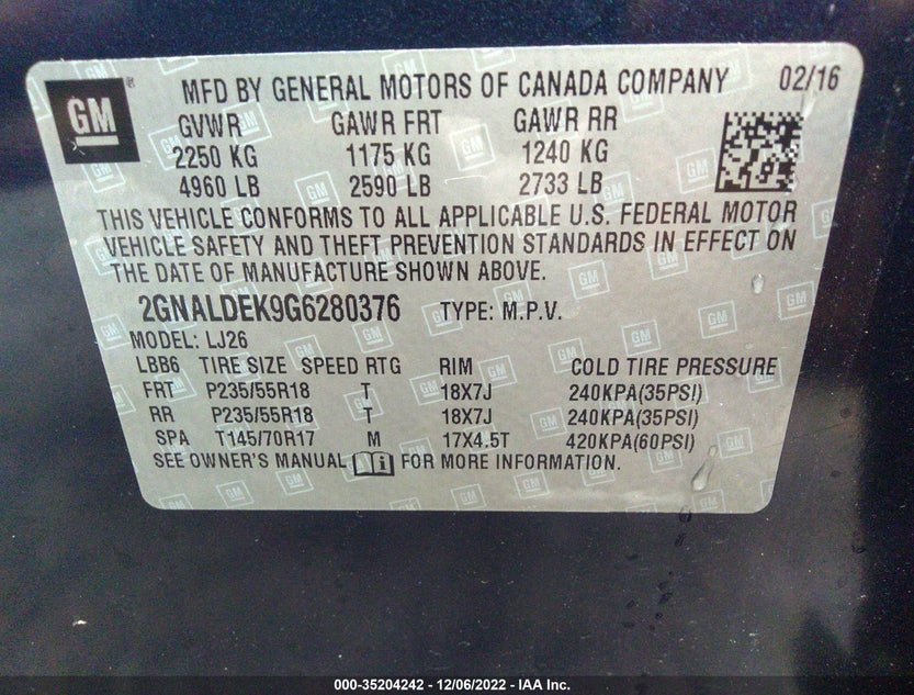 2GNALDEK9G6280376