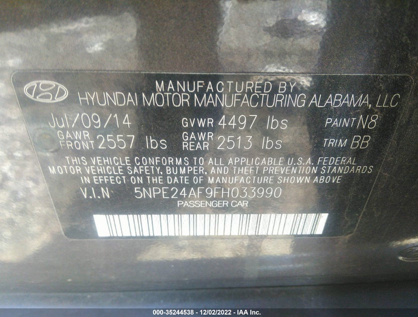5NPE24AF9FH033990