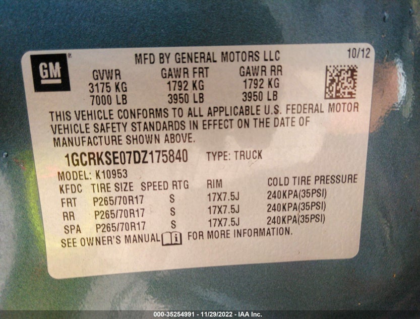 1GCRKSE07DZ175840