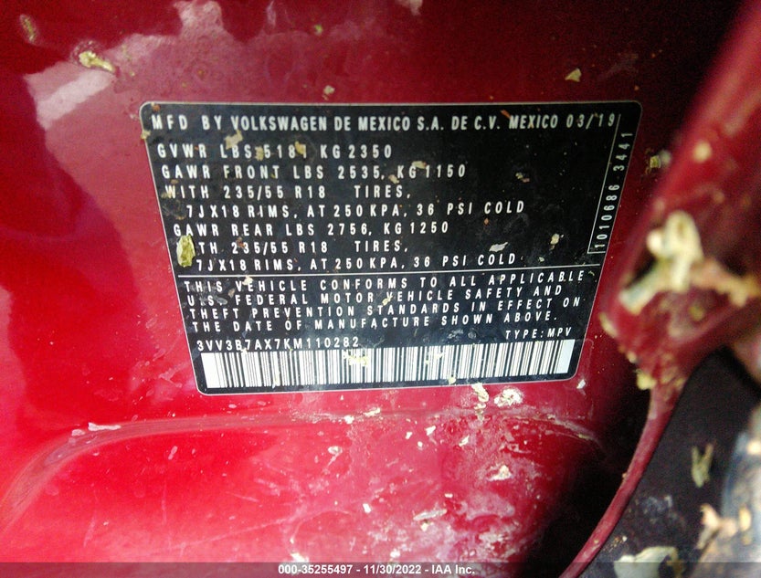 3VV3B7AX7KM110282