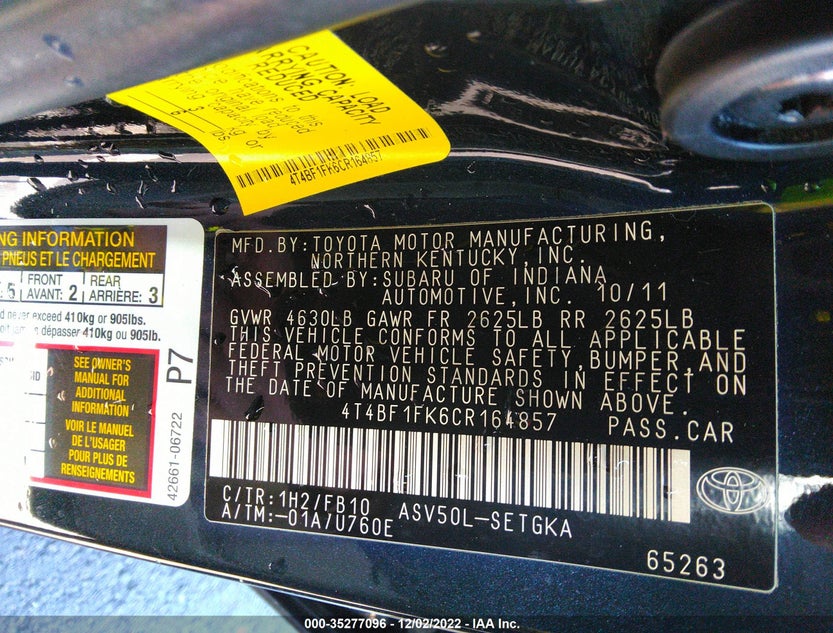 4T4BF1FK6CR164857