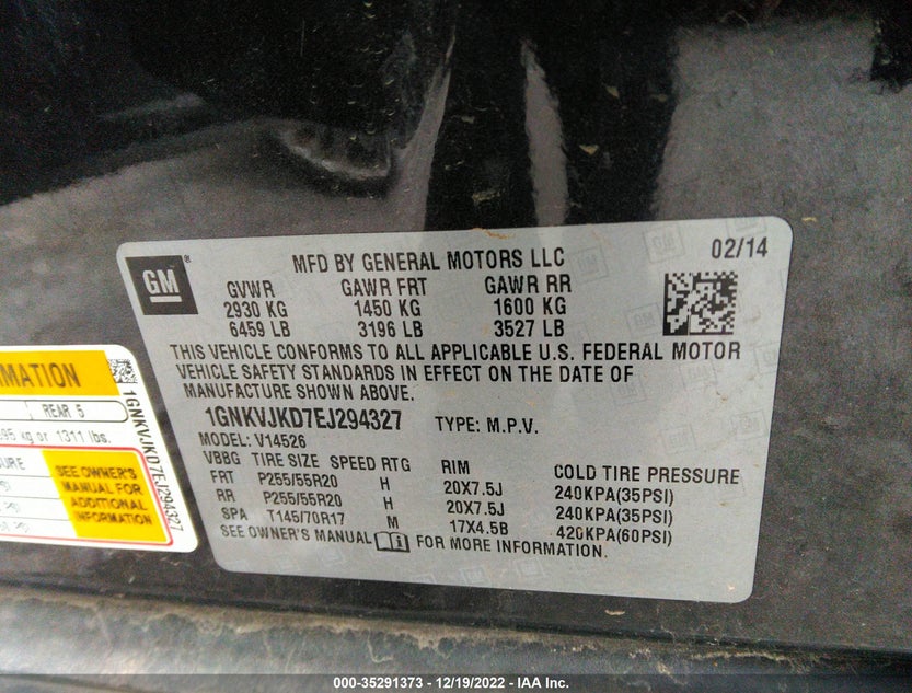 1GNKVJKD7EJ294327