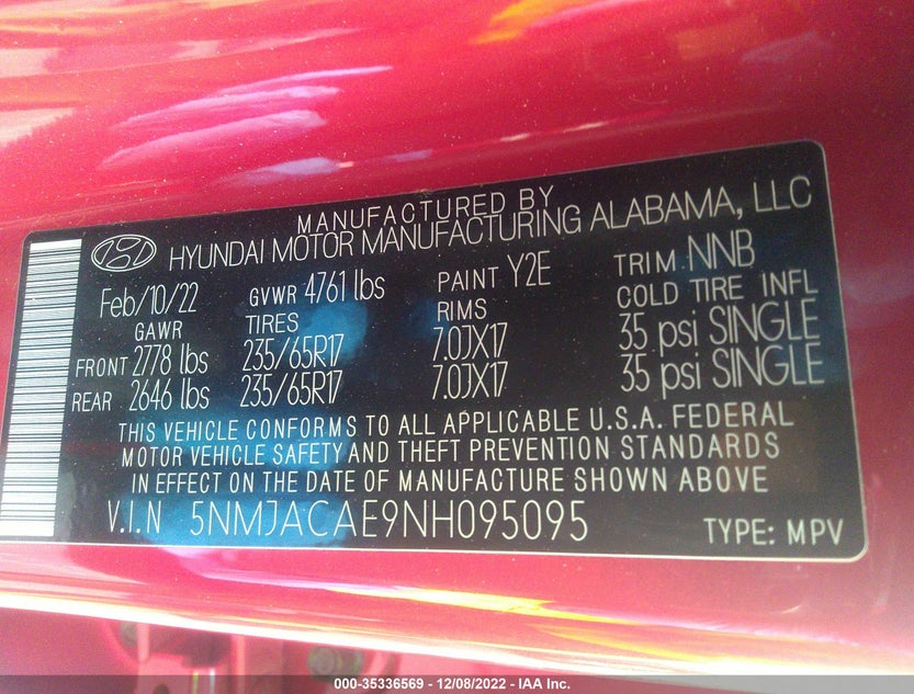 5NMJACAE9NH095095