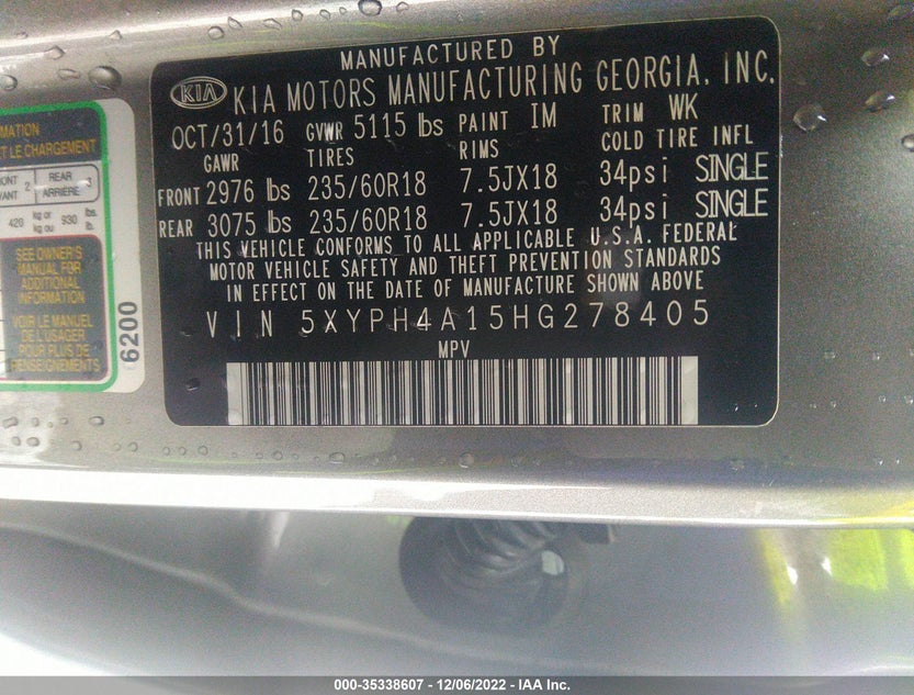 5XYPH4A15HG278405