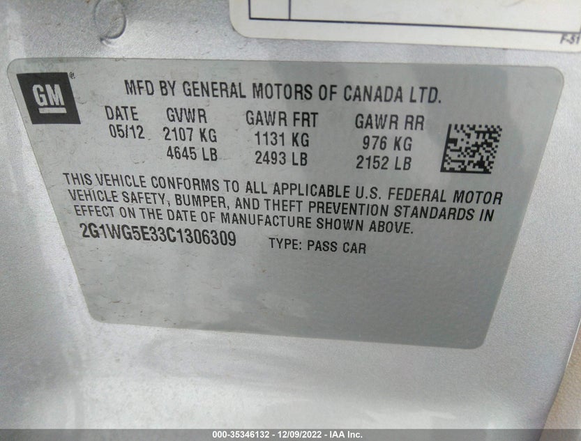 2G1WG5E33C1306309