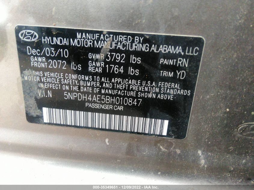 5NPDH4AE5BH010847 2011 Hyundai Elantra Gls