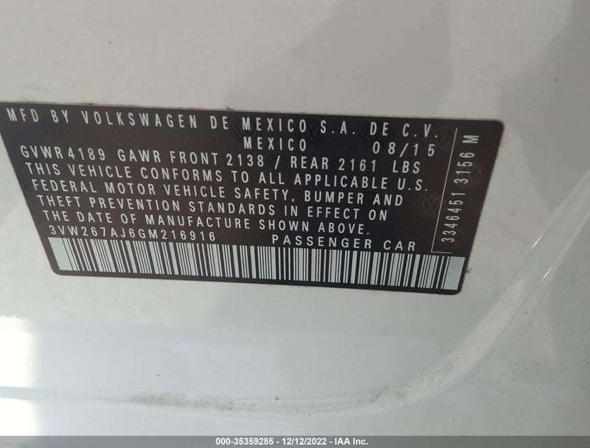 3VW267AJ6GM216916
