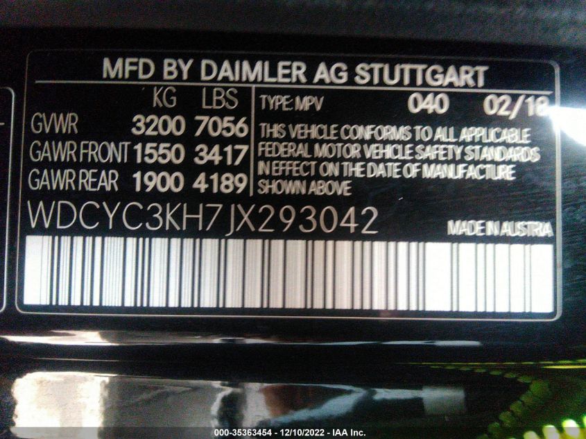 VIN WDCYC3KH7JX293042 2018 Mercedes-Benz G-Class, G... no.9