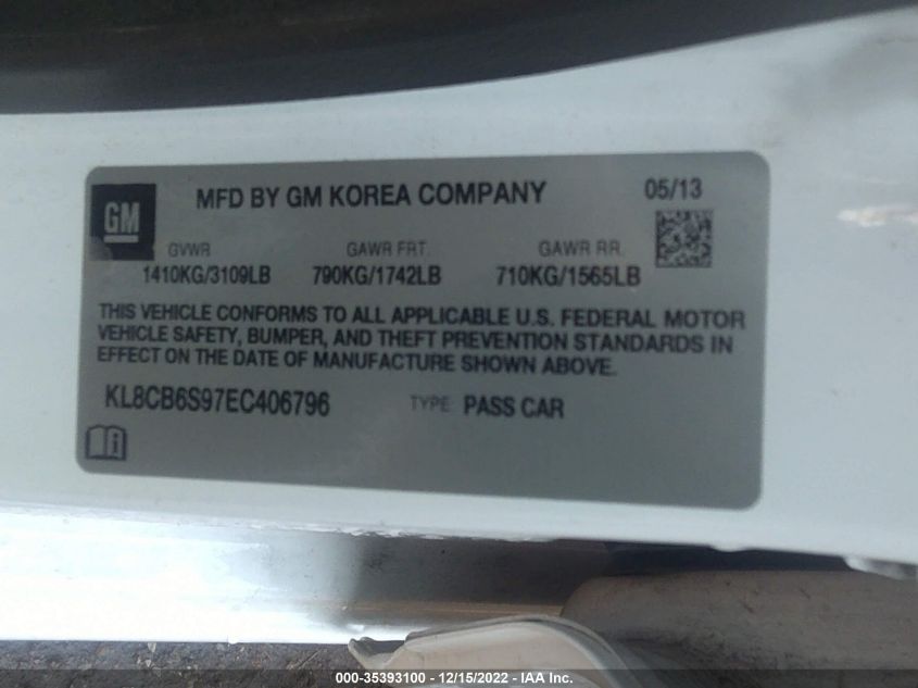 KL8CB6S97EC406796 2014 Chevrolet Spark Ls Auto