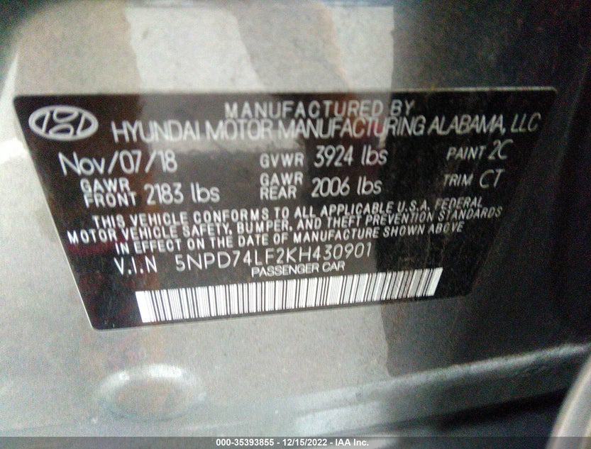 5NPD74LF2KH430901