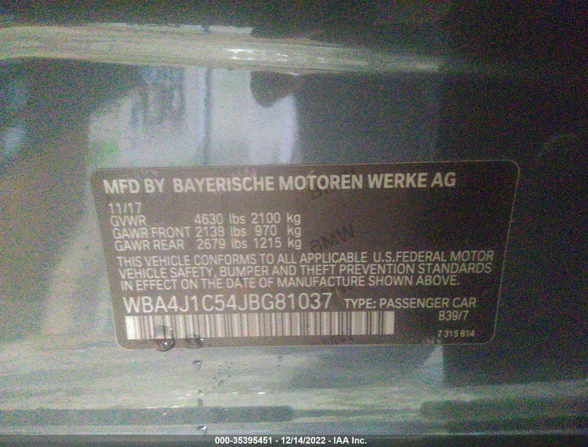 WBA4J1C54JBG81037
