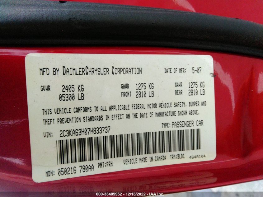 2C3KA63H07H833737 2007 Chrysler 300C