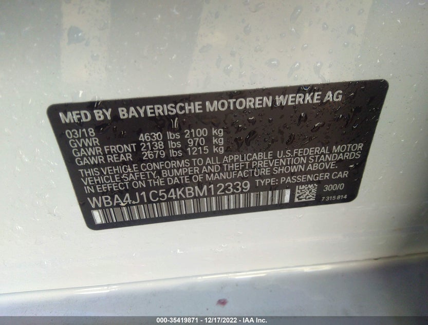 WBA4J1C54KBM12339