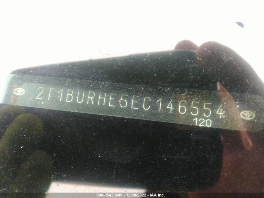 2014 Toyota Corolla L/Le/S/S Plus/Le Plus VIN: 2T1BURHE5EC146554 Lot: 35428689