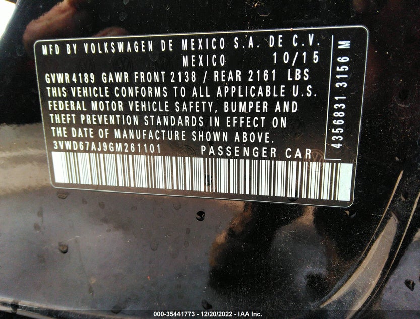 3VWD67AJ9GM261101