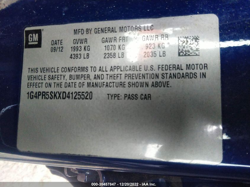 1G4PR5SKXD4125520 2013 Buick Verano Convenience Group