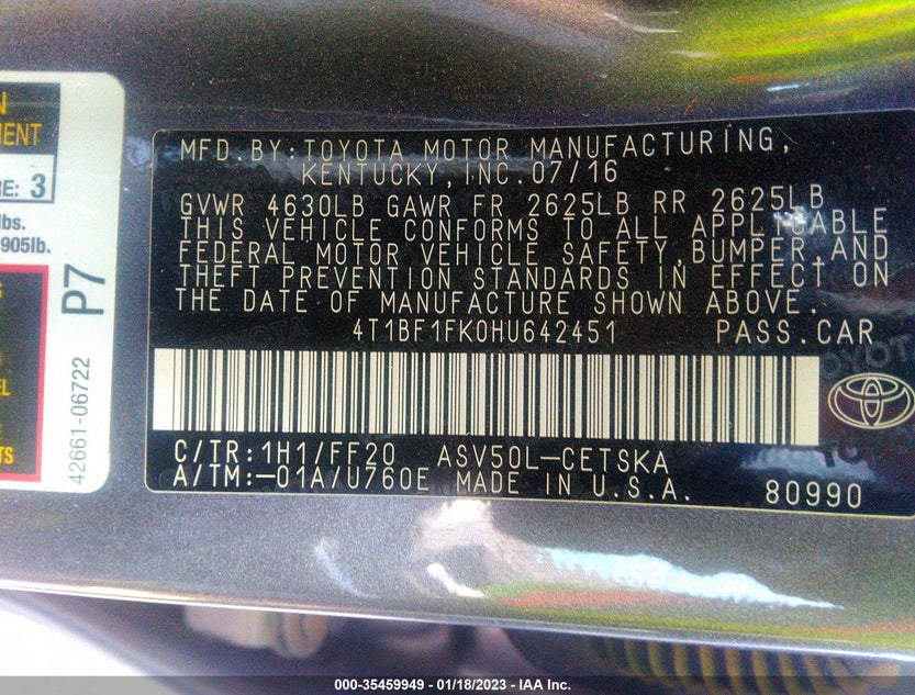 4T1BF1FK0HU642451